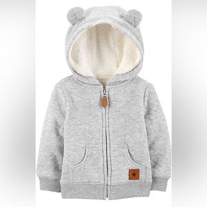 Gray Hoodie, Simple Joys by Carter's Baby Hooded Sweater Jacket Sherpa Lining